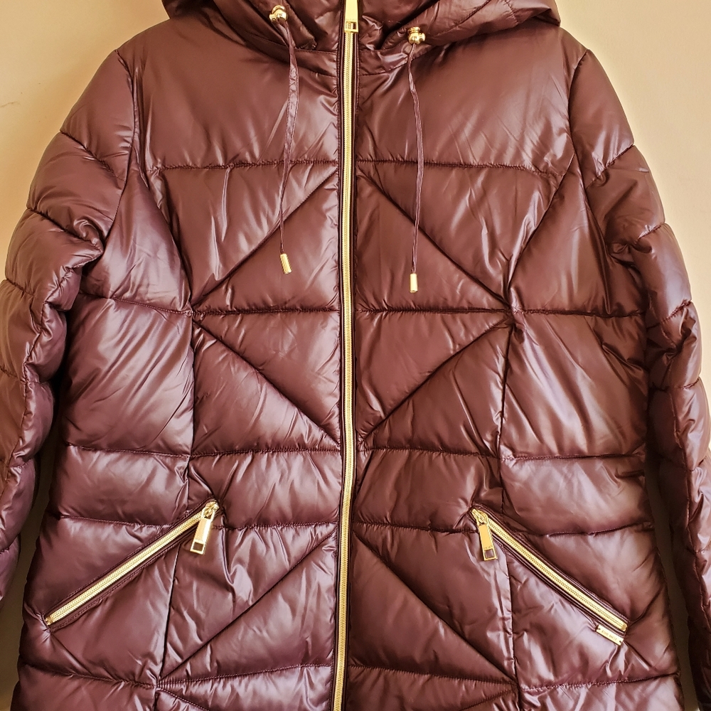 Nine West Dark Burgundy Heavy Puffer Jacket L